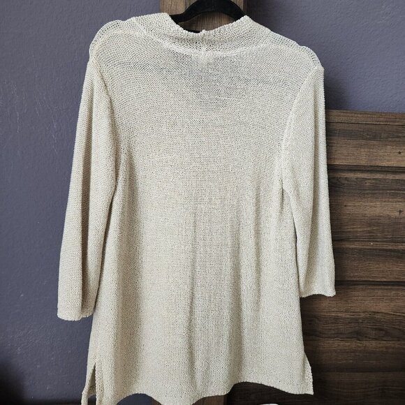 J.‎ Jill Pure Jill Size Large Beige Open-Knit Sweater Cowl Neck 3/4 Sleeve Beach - Picture 3 of 12